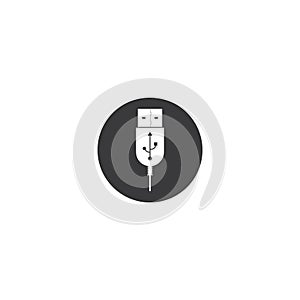 USB flash drive cable icon symbol button. Connector memory logo sign. Vector illustration image