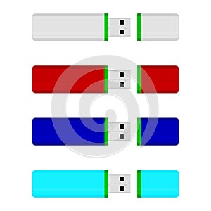 USB flash drive colored collection vector