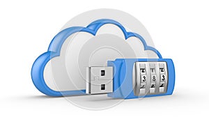 USB flash drive with combination lock and cloud