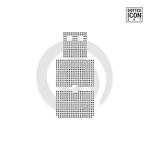 USB Flash Drive Dot Pattern Icon. Portable Storage Dotted Icon Isolated on White. Vector Background or Design Template