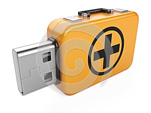 Usb flash drive and first aid sign