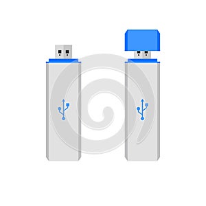 USB flash drive flat design vector illustration isolated on white background. flashdisk vector illustration