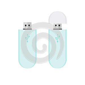 USB flash drive flat design vector illustration isolated on white background. flashdisk vector illustration