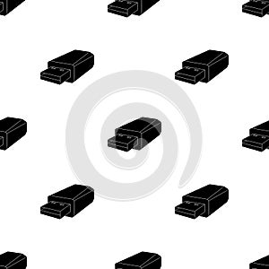 USB flash drive icon in black style isolated on white background. Personal computer accessories symbol stock vector