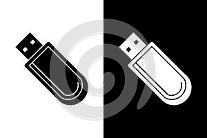 USB Flash Drive Icon - Black and White Contrast