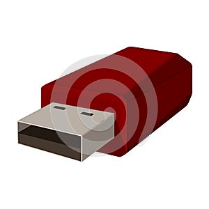 USB flash drive icon in cartoon style isolated on white background. Personal computer accessories symbol stock vector