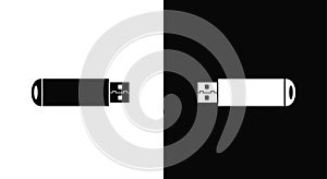 USB Flash Drive Icon Set in Black and White Contrast