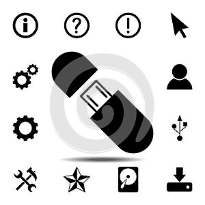 usb flash drive icon. Simple glyph vector element of web, minimalistic icons set for UI and UX, website or mobile application