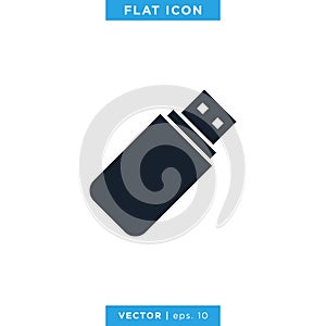 USB Flash Drive Icon Vector Logo Design Template.