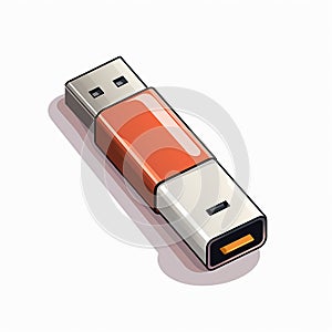 USB flash drive isolated on white background. 3d vector illustration