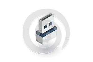 USB flash drive isometric flat icon. 3d vector