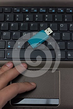 USB flash drive and laptop