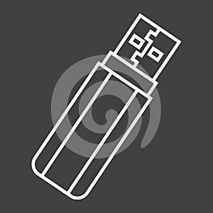 USB flash drive line icon, device and hardware