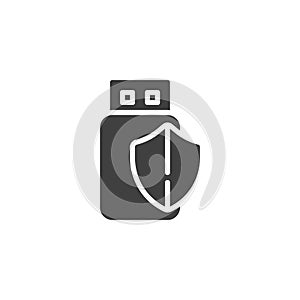 USB flash drive protection vector icon