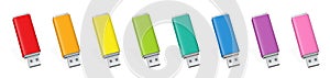 USB Flash Drive Rainbow Colored Set Data Storage Items
