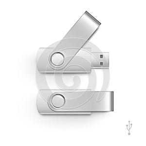 USB Flash Drive Stick Memory Vector Set Isolated