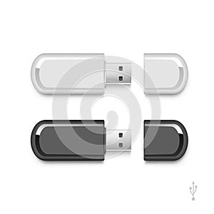 USB Flash Drive Stick Memory Vector Set Isolated