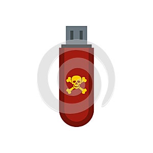 Usb flash drive with a virus icon, flat style