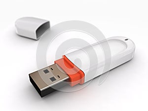 USB flash drive on white background