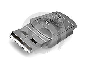 Usb flash drive on white background. 3D