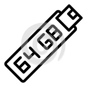 Usb flash icon outline vector. Data memory photo