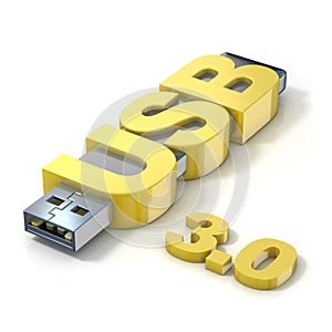 USB flash memory 3.0, made with the word USB