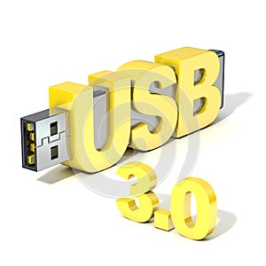 USB flash memory 3.0, made with the word USB