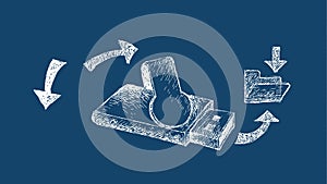 USB Flash Memory on Blue Print Background