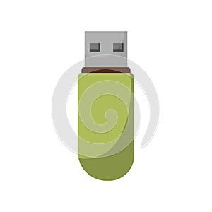 USB flash memory drive on white background. Vector illustration in trendy flat style.