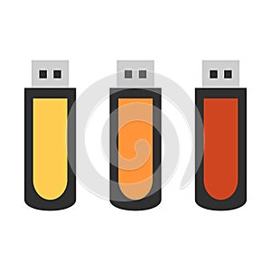 USB flash memory drive on white background. Vector illustration in trendy flat style.