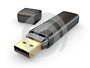 Usb flash memory on white background