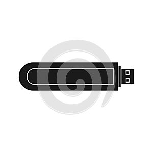 USB flash vector illustration icon solid black and technology memory drive. Computer storage datum electronic device and transfer