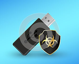 Usb flashdrive with a protection shield antivirus computer