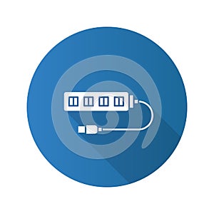 USB hub flat design long shadow glyph icon