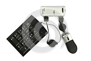 USB hub with keyboard and mouse