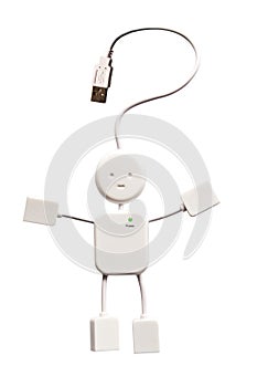 USB hub in the shape of a man on white