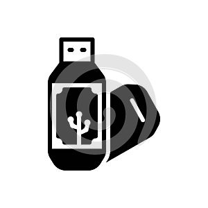 Black solid icon for Usb, drive and memory