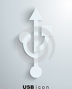 Usb icon, paper background