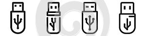 USB icon set, collection, pack vector. Flash Drive icon symbol isolated on white background