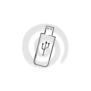 USB icon vector. Flash Drive icon symbol with hand drawn doodle style vector