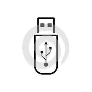 USB icon vector. Flash Drive outline icon symbol isolated on white background