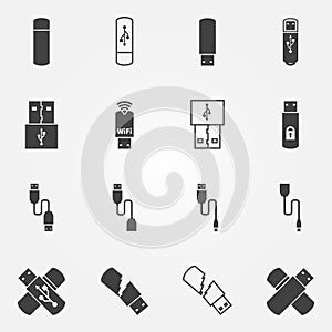 USB icons vector set