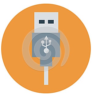 USB Isolated Color Vector icon that can be easily modified or edit