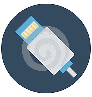 USB Isolated Color Vector icon that can be easily modified or edit