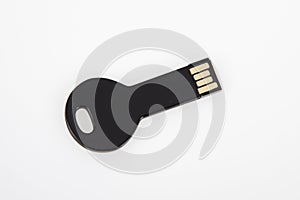 USB Key black Flash Drive Stick Memory on white background