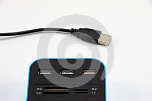 USB and memory card reader with multiple card outputs photo
