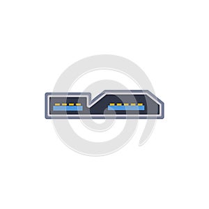 USB micro B 3.0 pc universal connector icon. Vector graphic illustration of Port in flat style.