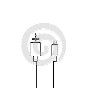 USB and micro usb cable vector icon