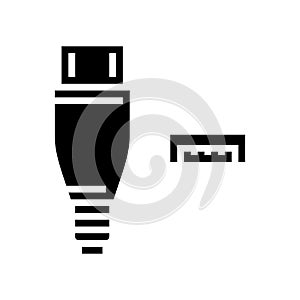 usb micro a glyph icon vector illustration