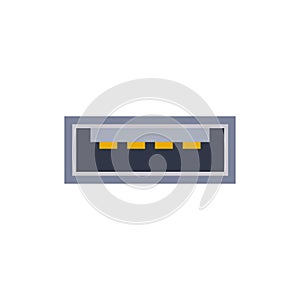 USB micro A pc universal connector icon. Vector graphic illustration of Port in flat style.